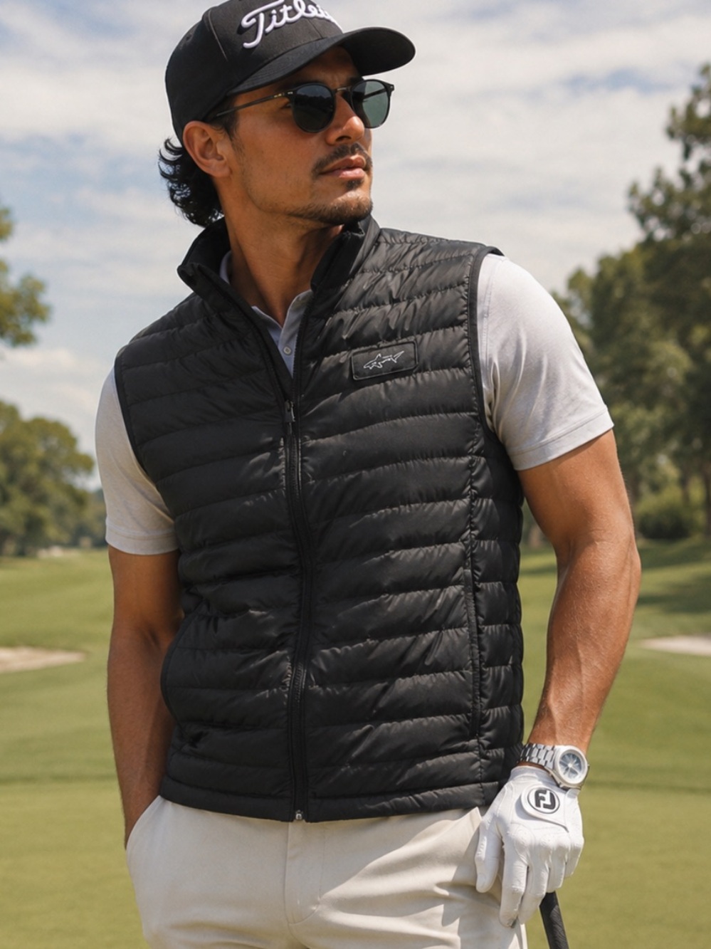 Greg Norman Collection Black Quilted Puffer Vest